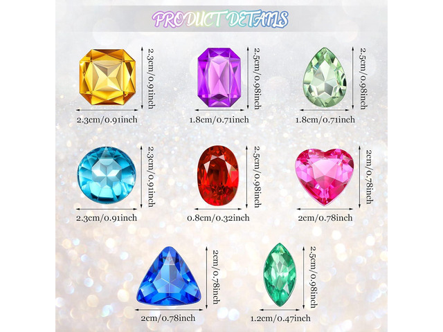 100 Pieces Toy Gems Pirate Treasure Jewels Fake Acrylic Gems Multicolor Bling Diamonds Plastic Gemstones with a Drawstring Bag for Party Table...