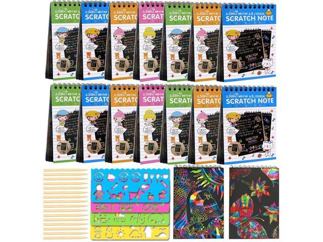 POKONBOY 16 Pack Scratch Arts and Crafts Notebooks, Scratch Note Pads for Kids Rainbow Party Favors Coloring Books for Kids Art Party Supplies.