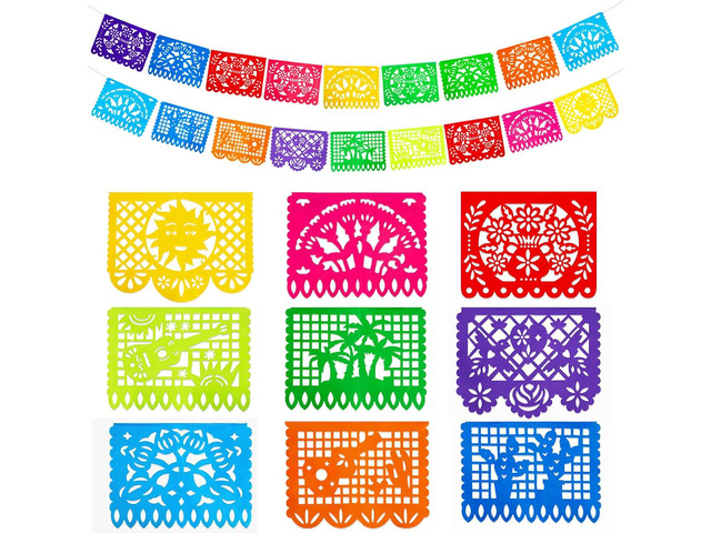 DomeStar 2 Packs 36 Ft Cinco De Mayo Decoration Mexican Party Banner, Fiesta Party Decoration Papel Picado Banner Dia De Los Muertos Day of the...