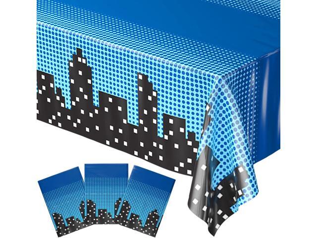 Blue Orchards Superhero Cityscape Table Covers (Pack of 3) 108'x54' XL - Superhero Table Cloth for Parties, Birthday Party Supplies, Boy Birthday...