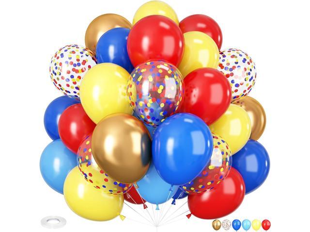 HILAVO Carnival Circus Balloon Kit, 60PCS 12 Inches Red Yellow Blue Balloons Carnival Helium Balloons with Confetti Latex Balloon for Kids Boys.