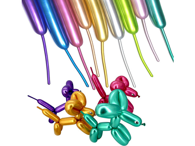 100Pcs Metallic 260 Balloons, Color Chrome Long Balloon for Animals, 260 Art Ballon for Twisting, Skinny Modeling Supplies for Birthday Party...