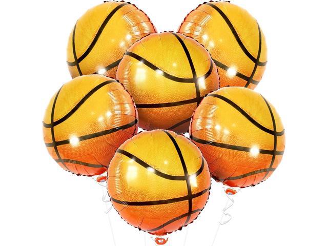 Katchon Orange Foil Basketball Balloons - 18 Inch, Pack Of 6 Basketball Decorations For basketball Birthday Party Decorations Space Jam Party.