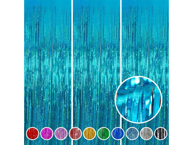 Foil Fringe Curtain Party Decorations - Melsan 3 Pack 3.2 x 8.2 ft Tinsel Curtain Party Photo Backdrop for Birthday Party Baby Shower or Graduation...