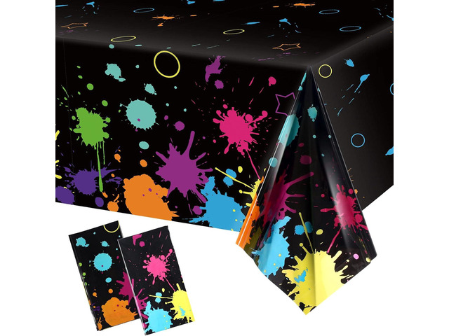 Glow Party Table Covers Neon Plastic Tablecloths 108 x 54 Inch Disposable Neon Glow Table Cloths for Black Light Birthday Party Supplies...