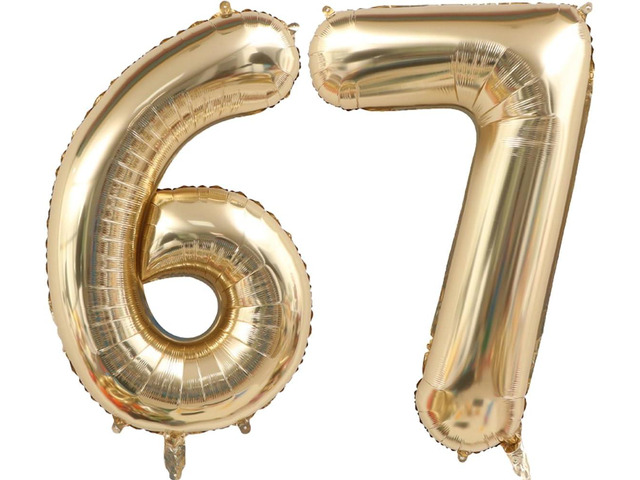 40 Inch Light Gold 67 Number Balloons White Gold Giant 76 Foil Mylar Helium Large Digital Champagne Gold Birthday Numbers Jumbo Balloons 67th or...