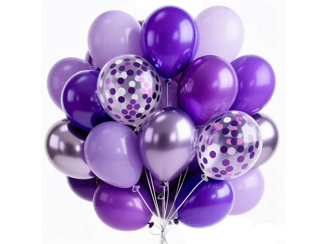 PartyWoo Purple Balloons 66pcs 12 Inch Light Pastel Dark Metallic Purple Lilac Lavender Confetti Balloons for Graduation Baby Shower Birthday...