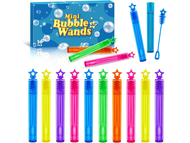 36 Pieces Mini Bubble Wands,Bubble Party Favors Assortment Toys for Kids,Themed Birthday, Halloween, Goodie Bags, Carnival Prizes, Wedding, Bubble...