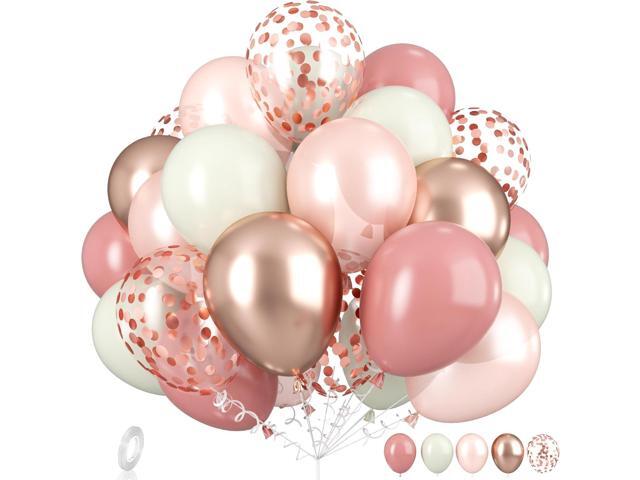 Dagelar Dusty Pink Boho Blush Balloons, Metallic Rose Gold Retro Pink Ivory White Balloon, Nude Cream White Balloon and Confetti Balloons for...
