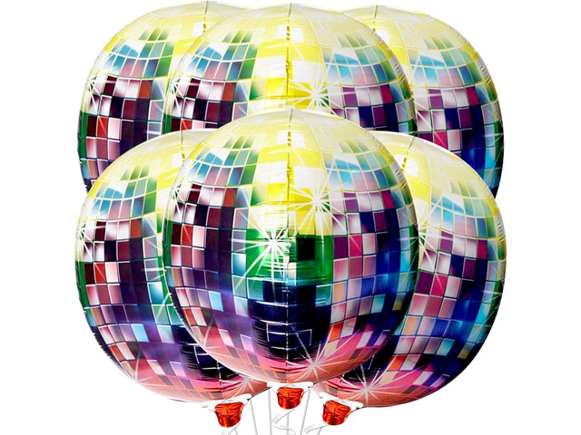 KatchOn Big Multicolor Disco Ball Balloons - 22 Inch, Pack of 6 Neon Balloons for 80s Party Decorations