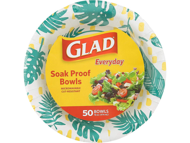 Glad Soak-Proof Palm Leaves Paper Bowls Heavy Duty Round Disposable Bowls for Soup Salad and Snacks Cut Resistant and Microwave Safe for Daily...