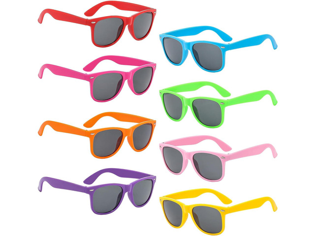 Pibupibu Kids Neon Colors Party Favor Supplies Unisex Sunglasses Pack of 8