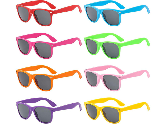 Pibupibu Neon Colors Party Favor Supplies Unisex Sunglasses Pack of 8