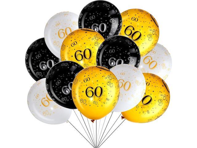 Blulu 60th Birthday Balloons for Men, 45 Pcs Black Gold White Happy 60th Birthday Balloons Decorations for Men Women 60 Years Old Party Decor Supplies