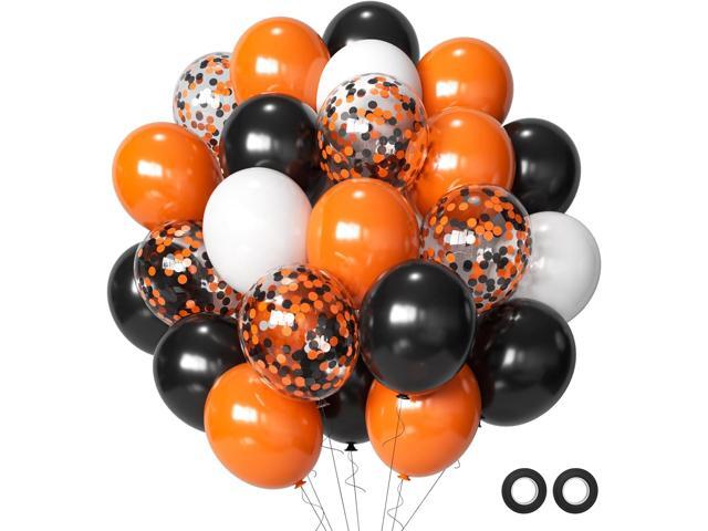 Halloween Balloons Black Orange Balloons Set, 50Pcs 12inch Black White Orange Confetti Latex Balloon Halloween Balloon for Celebration Party Bar...