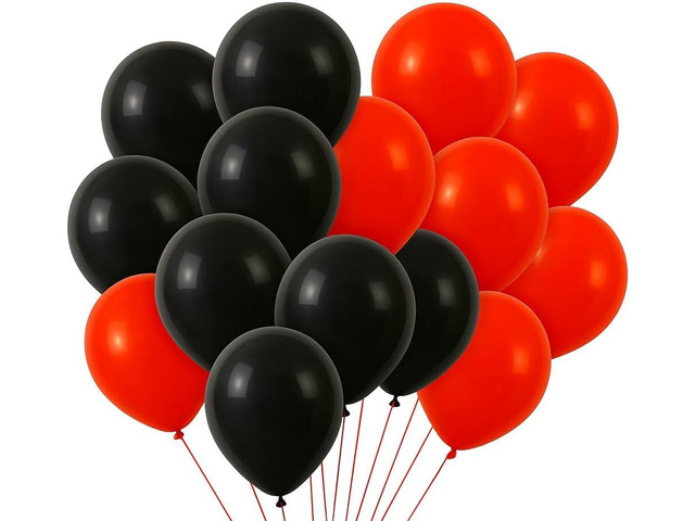 PMLAND 100 Pieces Black and Red Latex Party Balloons 12 Inches for Party Supplies Birthday Event Decoration