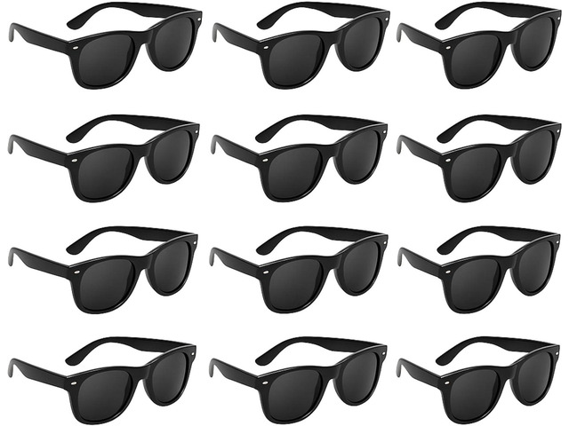 Super Z Outlet Plastic Black Vintage Retro Style Sunglasses Shades Eyewear for Party Prop Favors, Decorations, Toy Gifts (12 Pairs)