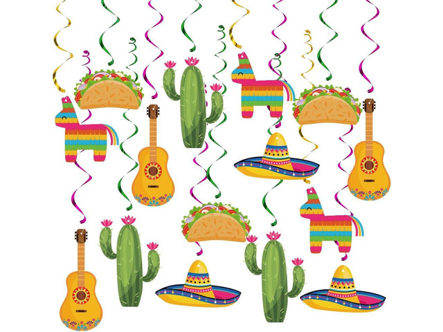 Mexican Fiesta Hanging Swirl Decorations, Cinco De Mayo Party Supplies, Taco Twosday Birthday Theme, Taco Party Mexican Fiesta Ceiling Hanging...
