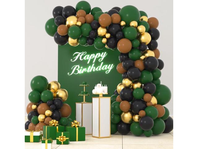 Dark Green Black Gold Balloon Arch Kit - Dark Green Gold Balloons Black Brown Balloon for Football Safari Jungle Wildland Camo Military Birthday...