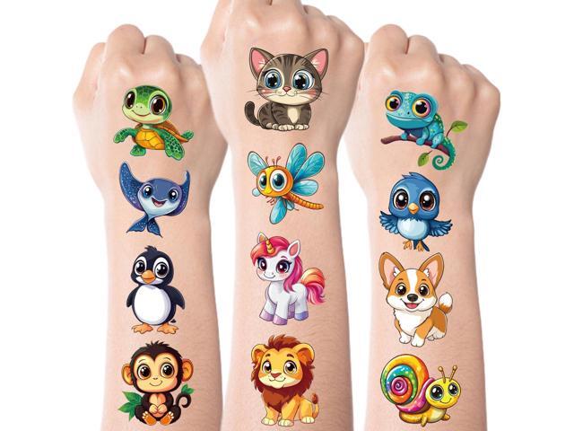 JCFIRE Larger Temporary Tattoos For Kids Stocking Stuffers, 102 Styles Mixed Cute Animals Stickers Birthday Party Favors for Kids 3-5 4-8, Goodie...