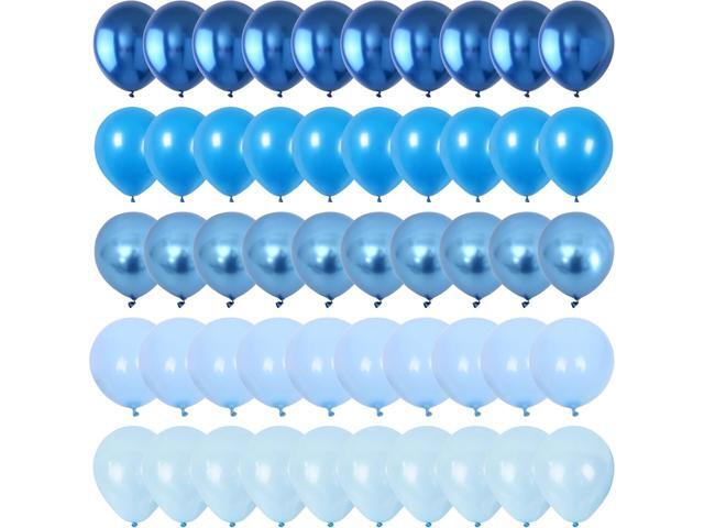 Blue Balloon Set, 60 Packs 12 Inches Metallic Balloons Pearl Macaron Baby Blue Balloon Light Blue Mixed Ballons for Bridal Shower, Boy Baby Shower,...