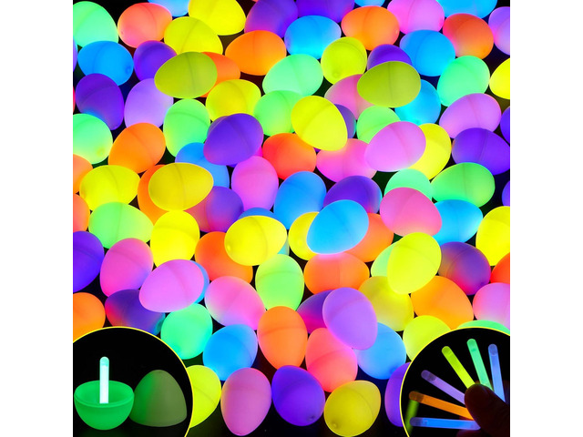 JOYIN 35 Pcs Easter Eggs with 35 Mini Glow Sticks for Kids Glow-In-The-Dark Basket Stuffers Fillers Gift, Easter Egg Hunt Game Party Favors...