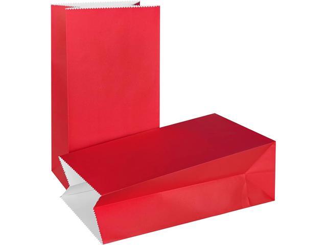 KEYYOOMY Mini Bright Color Paper Bags Red Party Favor Bags Small Party Goodie Bag Paper Lunch Bag (Red, 50 CT, 3.5 X 2.4 X 7.1 In)