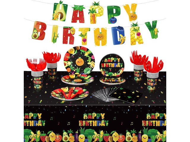 Zhehao 172 PCS Dancing Fruit Party Decorations Include Fruit Birthday Tableware Set Fruit Theme Banner Summer Fruit Party Tablecloths for Dancing...