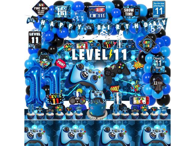 KOTLMIGHT 11th Birthday Decorations for Boys, 149Pcs Blue Video Game level 11 Party Supplies for Boy 11th Birthday - Backdrop, Banner, Balloons,...