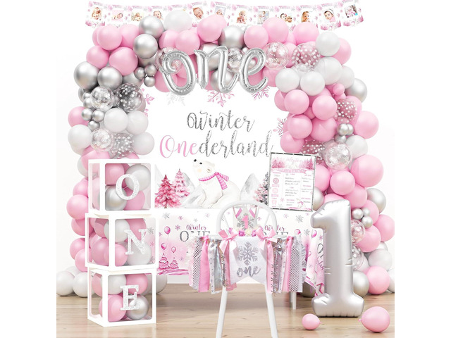 Winter Onederland Birthday Decorations, Winter Onederland 1st Birthday Party Supplies for Girl, Winter Onederland First Bday Decor, Our Little...