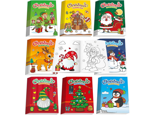 D-FantiX 48Pack Christmas Coloring Book for Kids, Christmas Party Favors for Kids, Holiday Activities Gift for Boys Girls, Xmas Treats Prizes...