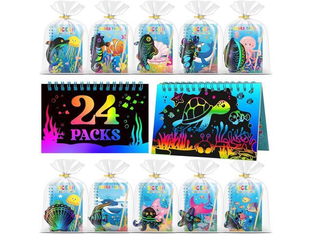 24 Pack Under the Sea Scratch Art Party Favors for Kids - Rainbow Scratch Paper with Ocean Animals Scratch Off Cards Easter Birthday Goodie Bags...