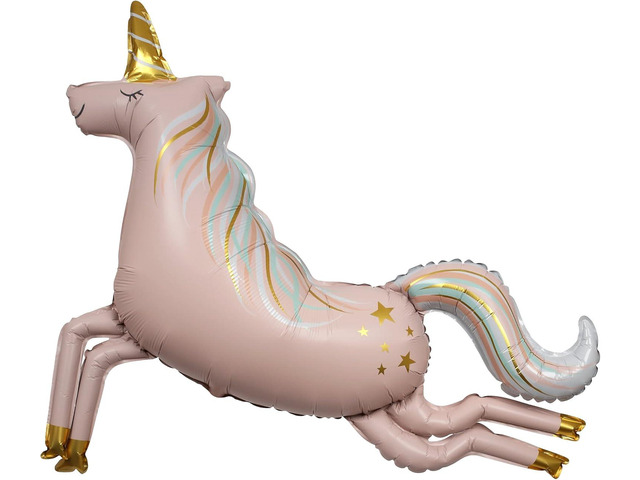 Meri Meri Magical Unicorn Foil Balloon (Pack of 1) - XL Pastel Rainbow Unicorn Party Decoration with Gold Foil Accents, Birthday Balloon for Kids