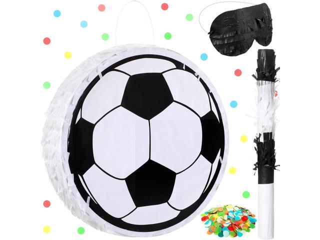 Sratte Soccer Piñata with Stick Blindfold and Confetti,Soccer Ball Piñata for Kids Birthday Decoration Sport Themed Party Supplies,11.8 x 11.8 x 3...