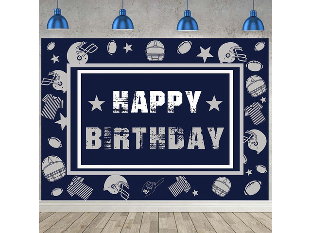 Football Backdrop for Birthday Party 8x6FT Navy Blue Helmet Cowboy Photography Background Football Team Banner Sports Fans Party Supplies(96x72 inch)
