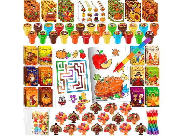 BenLouis Fall Party Favors for Kids Thanksgiving Day Classroom Gifts Prize Coloring Books Set Bulk for Students Kids Autumn Pumpkin Harvest Pinata...