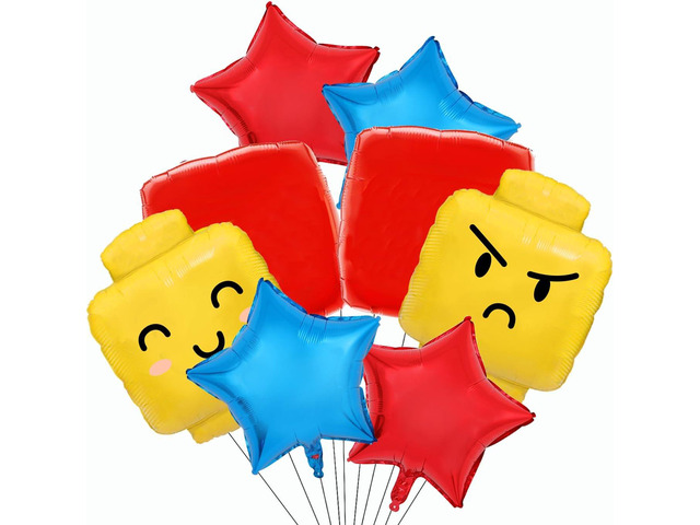Building Block Balloons Building Blocks Themed Birthday Party Balloons Brick Themed Balloons Building Block Party Balloons for Birthday Party...