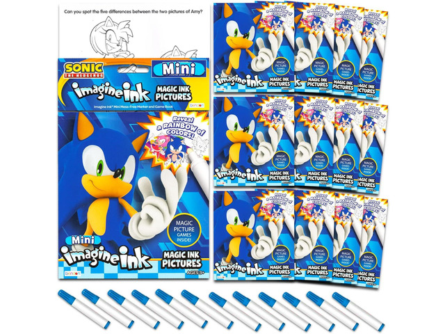 Sonic the Hedgehog Mess Free Coloring Book Set - Party Favor Supplies Bundle with 12 No-Mess Magic Imagine Ink Activity Books for Kids
