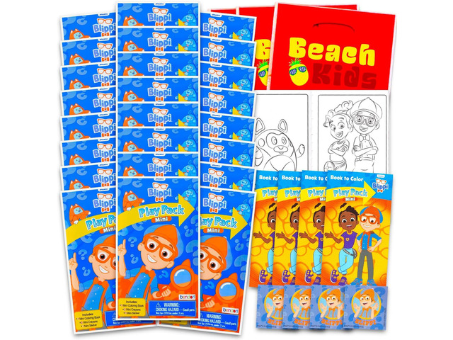 Blippi Birthday Party Favors Set - Bundle with 24 Play Packs for Kids Mini Coloring Books, Stickers, and More for Goodie Bags (Blippi Party...