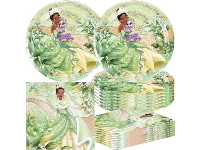 40pck Princess Tiana Party Supplies include 20 plates, 20 napkins for the Princess Tiana birthday party decorations