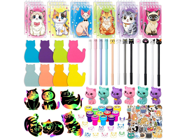 DMIGHT Cat Party Favors Cat Themed Party Supplies Goodie Bag Stuffers Fillers for PET Party Classroom School Reward Gift Prizes Goodie Bags Stuffers