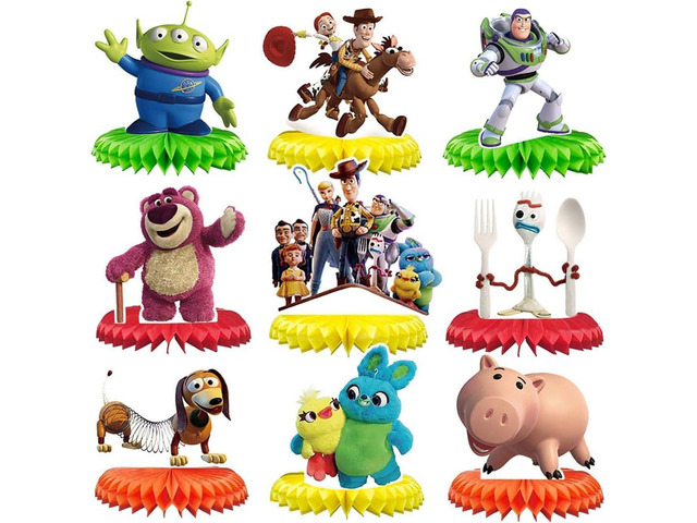 For Toy Story Birthday Party Supplies, 9Pcs Honeycomb Centerpieces for Toy Story Party Decorations, Double Sided Table Decorations Centerpieces Party