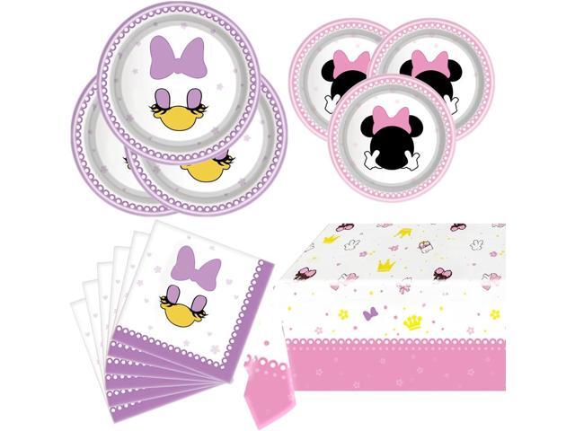 Party Tableware For Cute Mouse,16 pcs Paper Plates (8pcs 9 inch and 8pcs 7inch)-20 Napkin and Table Cloth 86 x 52,Girl Cute Mouse Birthday Party...