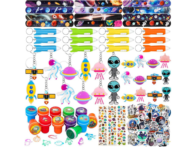 Space Party Favors for Kids Outer Space Themed Birthday Party Supplies, Party Favors Space Toys Included Mini Toys, Slap Bracelet, Sticker,...