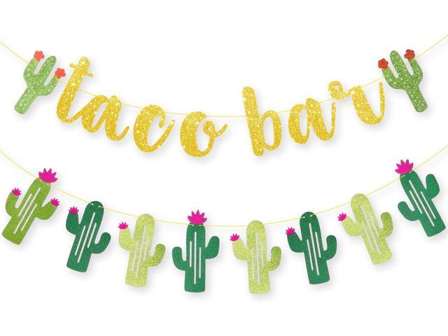 KatchOn, Glitter Taco Bar Banner - 2 Strings, Pre-Strung Taco Bar Sign with Cactus Banner Taco Bar Decorations Fiesta Decorations, Cactus...