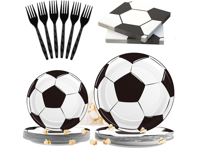 96 Pcs Soccer Party Supplies Bundle Paper Plates Napkins Sports Sports Party Birthday Decorations Favors For Kids (Soccer)