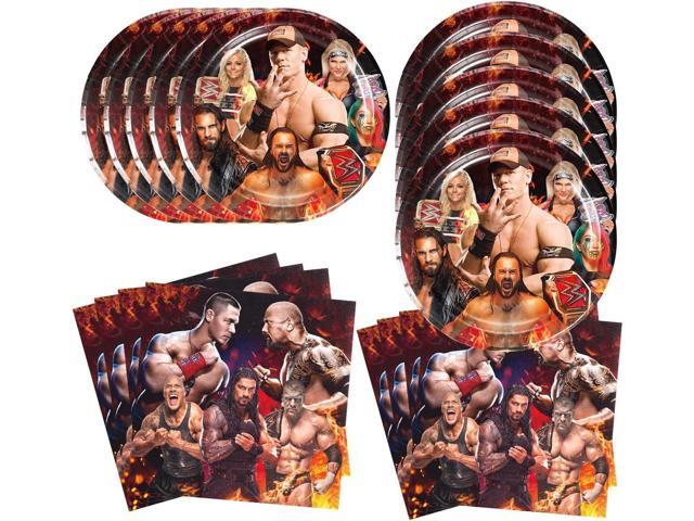 40Pcs Wrestling Party Supplies include 20 plates, 20 napkins for Wrestling birthday party decoration