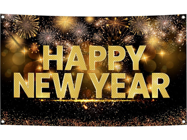 KatchOn, XtraLarge Happy New Year Banner - 72 X 44 Inch New Years Eve Backdrop 2026 for New Years Decorations 2026 Backdrop for Party Supplies...