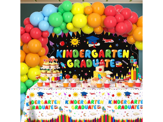 AIBIIN 104Pcs Kindergarten Graduation Decorations 2026 Kindergarten Graduation Party Supplies with Kindergarten Graduate Banner, Tablecloth,...
