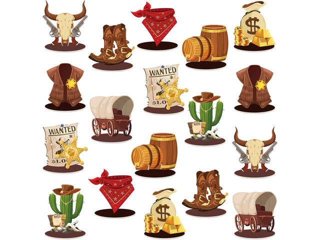 Namalu 18 Pcs Western Cowboy Centerpieces Decorations Rodeo Wild West Table Centerpieces 3D Western Party Decorations for Cowboy Birthday Baby...
